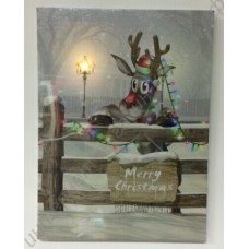 Картина с LED подсветкой: рождественский олень, выполненная на холсте